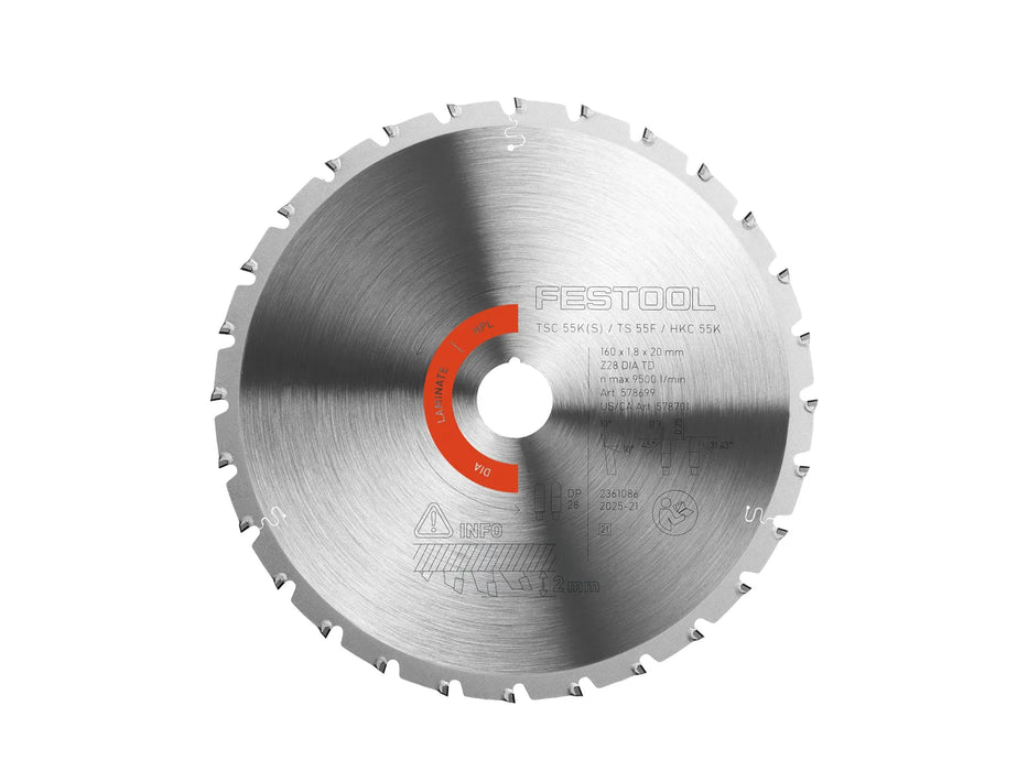 FESTOOL Diamond Saw Blade LAMINATE/HPL DIA 160x1,8x20 F/FA28