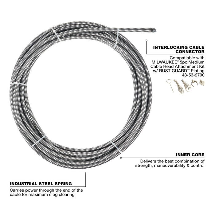 MILWAUKEE 1/2" x 75' Inner Core Drum Cable