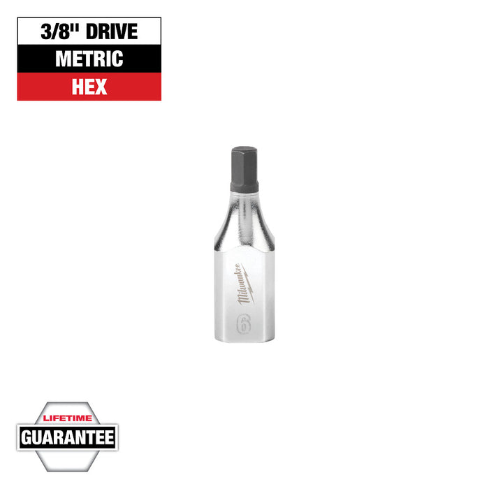 MILWAUKEE 3/8" Drive Hex Bit Sockets - Metric