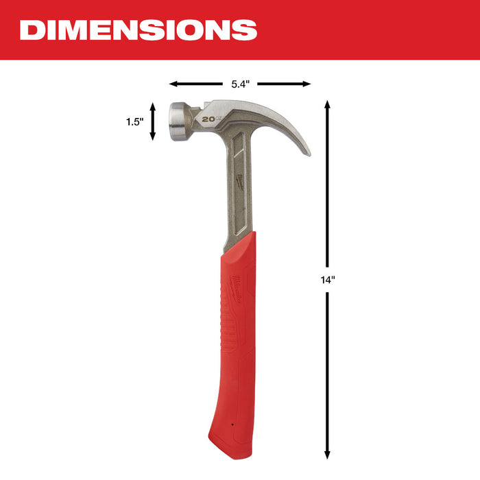 Milwaukee 20oz Curved Claw Smooth Face Hammer 48-22-9080