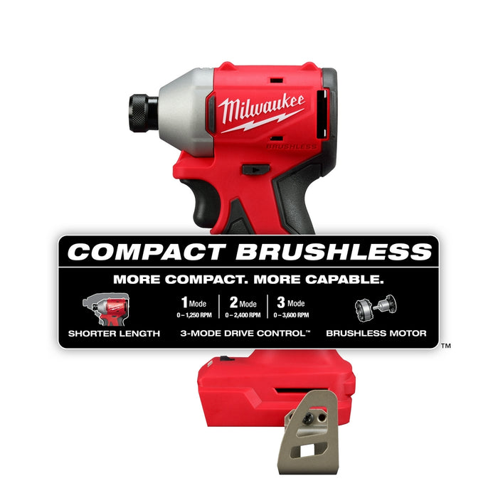 MILWAUKEE M18™ Atornillador de impacto compacto hexagonal de 3 velocidades de 1/4" (solo herramienta)