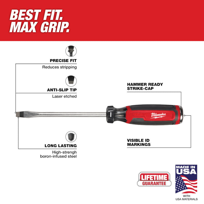 MILWAUKEE 5/16" Slotted 6" Cushion Grip Demolition Screwdriver