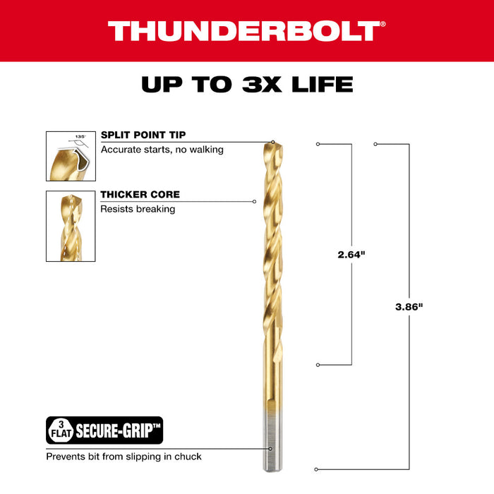 Milwaukee Tools 15/64" Thunderbolt Titanium Coat 48-89-2212