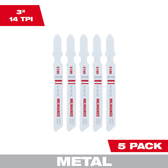 Milwaukee Tools 14 TPI, Bi-Metal Jig Saw Blades, 48-42-5190