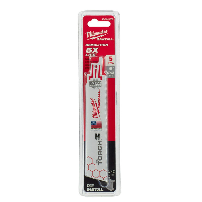 MILWAUKEE 24 TPI TORCH™ Metal SAWZALL® Blade For EMT / Tube & Sheet Metal (5 PACK)