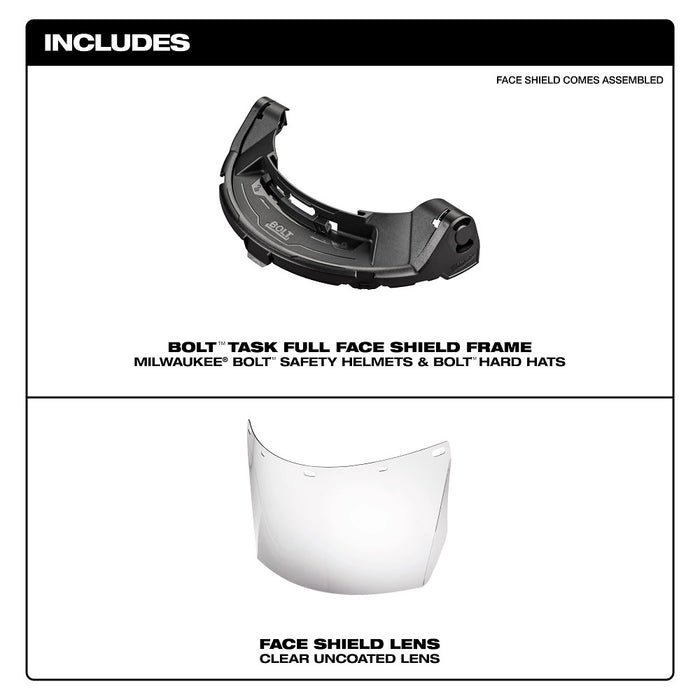 MILWAUKEE BOLT™ Task Full Face Shield - Clear Uncoated Lens