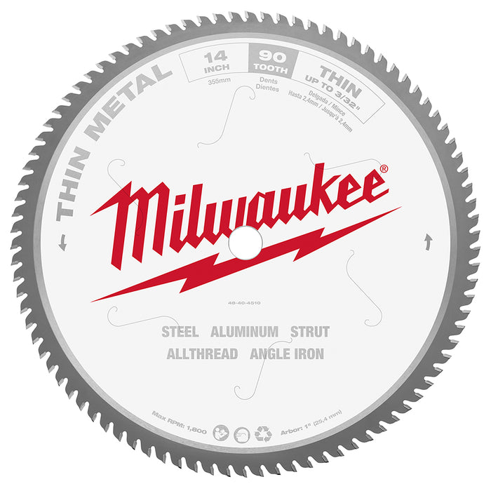 MILWAUKEE 14" 90T Circular Saw Metal Cutting Blade