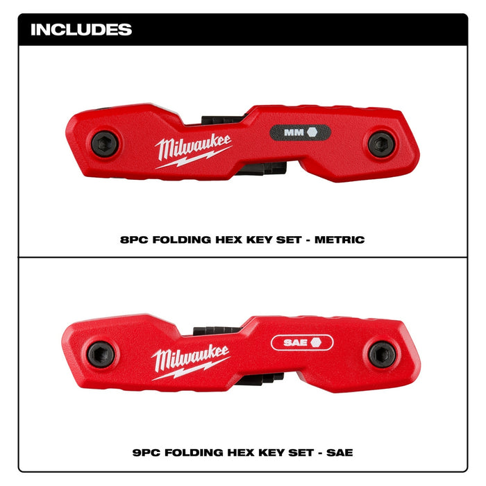 MILWAUKEE 2 PC. 17-Key Folding Hex Key Sets - SAE/Metric