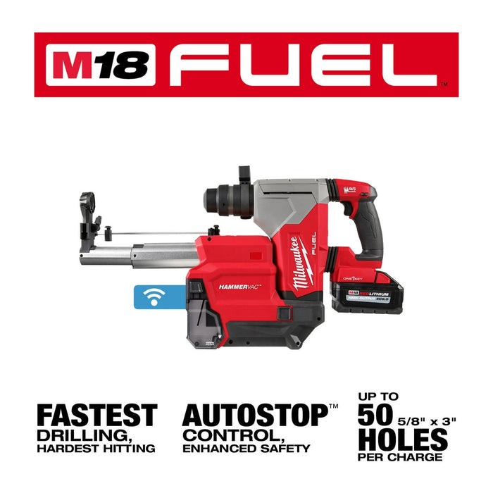 MILWAUKEE M18 FUEL 1-1/8" SDS PLUS Rotary Hammer w/ ONE-KEY Kit w/ HAMMERVAC Dedicated Dust Extractor