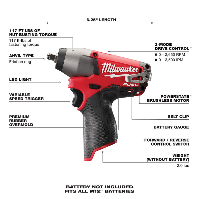 MILWAUKEE M12 FUEL™ 3/8" Impact Wrench (Tool Only)