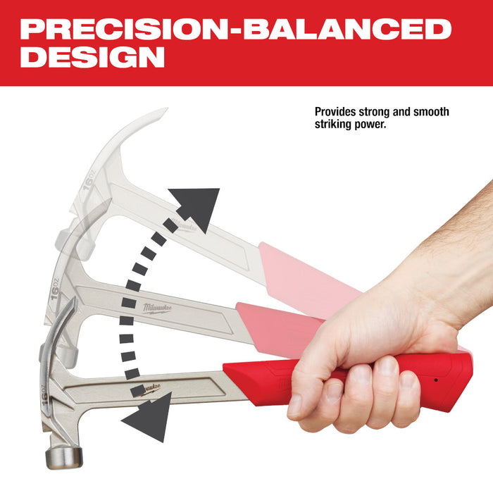 MILWAUKEE 16 oz. Smooth Face Hybrid Claw Hammer