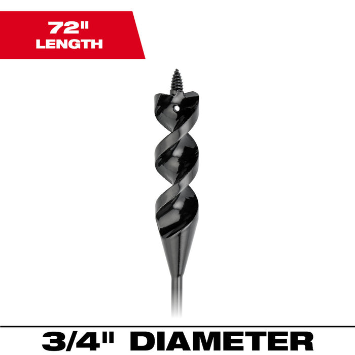 Broca de barrena para cable flexible MILWAUKEE de 3/4" x 72"