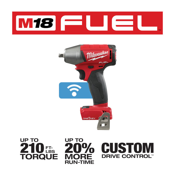 MILWAUKEE M18 FUEL w/ ONE-KEY 3/8" Compact Impact Wrench w/ Friction Ring (Tool Only)