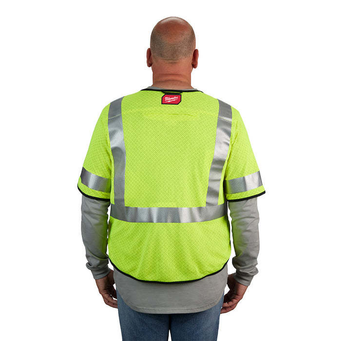 MILWAUKEE AR/FR Cat. 1 Class 3 High Visibility Yellow Mesh Safety Vest