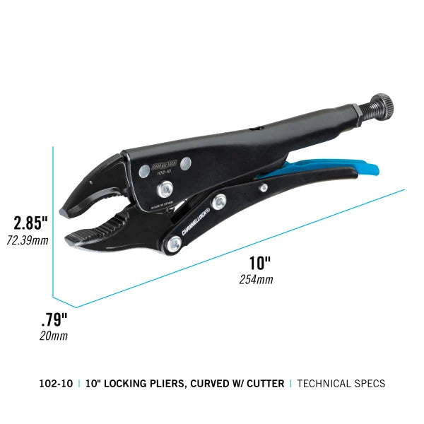 CHANNELLOCK 10" Locking Pliers, Curved Jaw
