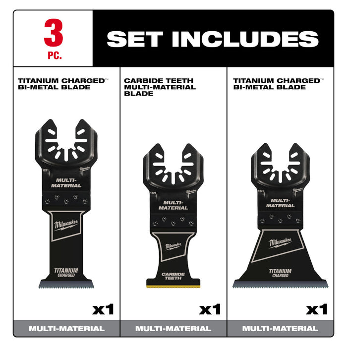 MILWAUKEE 3 PC. OPEN-LOK™ Multi-Material Multi-Tool Blade Variety Pack