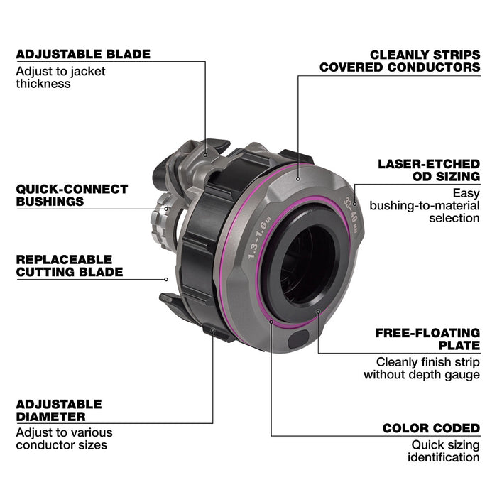 Milwaukee Tools 1.3" - 1.6" Adjustable Bushing for M18 FUEL™ Covered Conductor Cable Stripper 49-16-B159