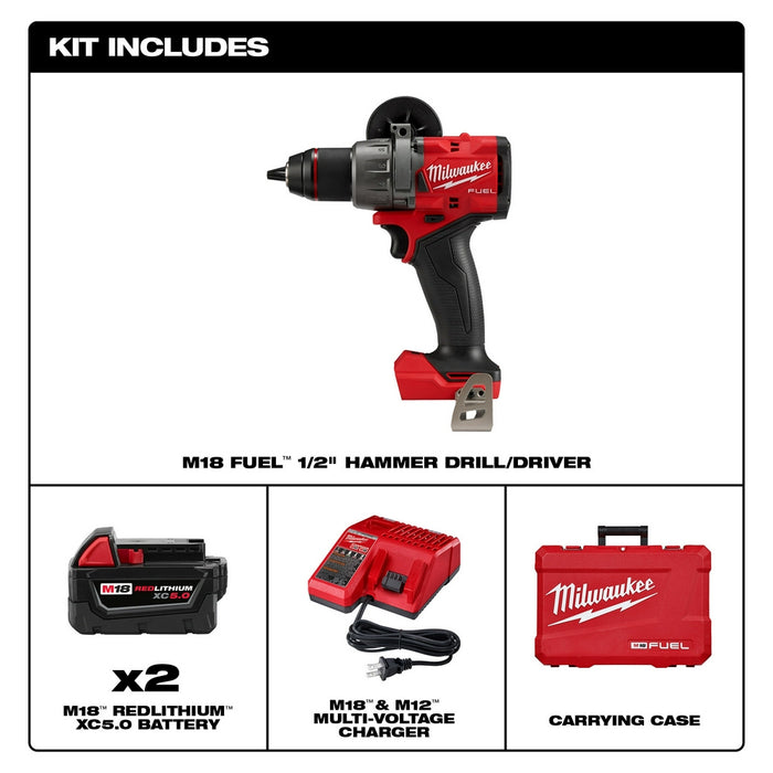 Kit de taladro percutor/destornillador MILWAUKEE M18 FUEL™ de 1/2"