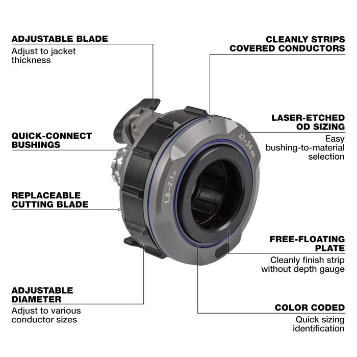 Milwaukee Tools 1.8" - 2.1" Adjustable Bushing for M18 FUEL™ Covered Conductor Cable Stripper 49-16-B215