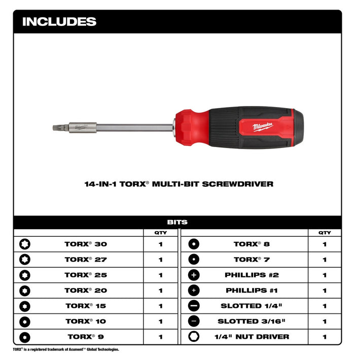 MILWAUKEE 14-IN-1 TORX Multi-Bit Screwdriver