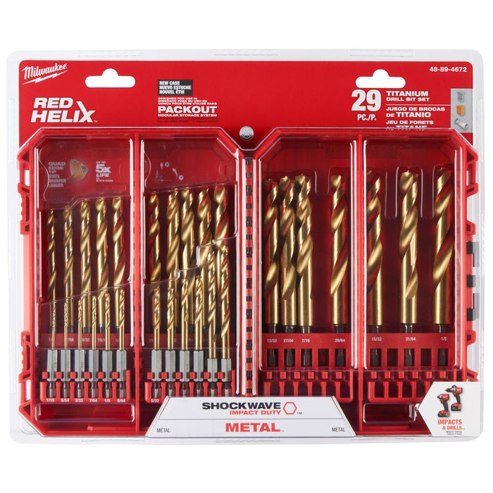 MILWAUKEE 29 UDS. Juego de brocas de titanio SHOCKWAVE IMPACT DUTY™ RED HELIX™