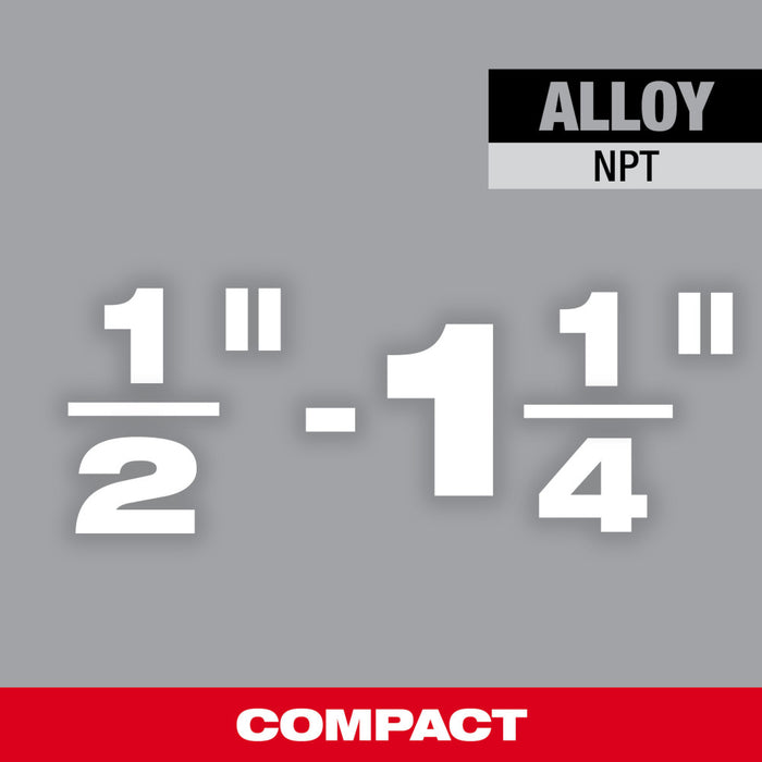 MILWAUKEE Compact 1/2"-1-1/4" ALEACIÓN NPT Kit de cabezal de troquel de aluminio forjado para roscar tuberías portátiles