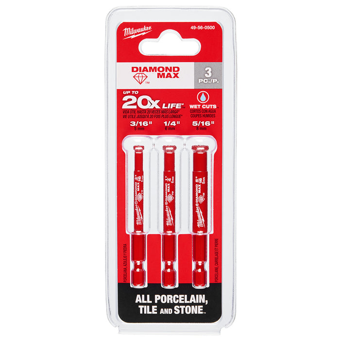 MILWAUKEE 3 PIEZAS. Sierra perforadora de grano de diamante DIAMOND MAX™