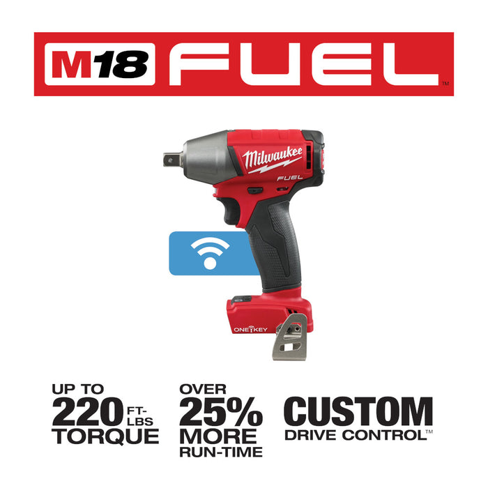 MILWAUKEE M18 FUEL™ con llave de impacto compacta ONE-KEY™ de 1/2" con pasador de retención (solo herramienta)