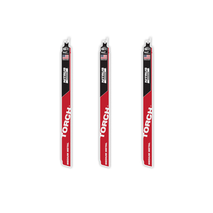 MILWAUKEE 10 TPI TORCH™ Medium Metal SAWZALL® Blade w/ NITRUS CARBIDE™ (3 PACK)