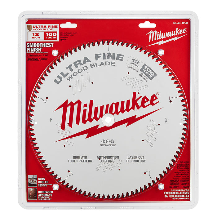 MILWAUKEE 12" 100T Circular Saw Wood Cutting Blade