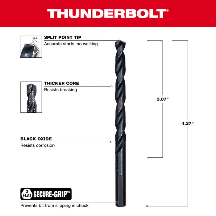 Milwaukee Tools 19/64" Thunderbolt Black Oxide 48-89-2725