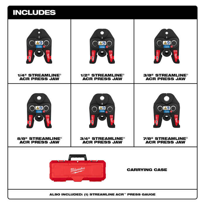 MILWAUKEE 1/4" - 7/8" STREAMLINE™ ACR Press Jaw Kit For M18™ FORCE LOGIC™ Press Tools