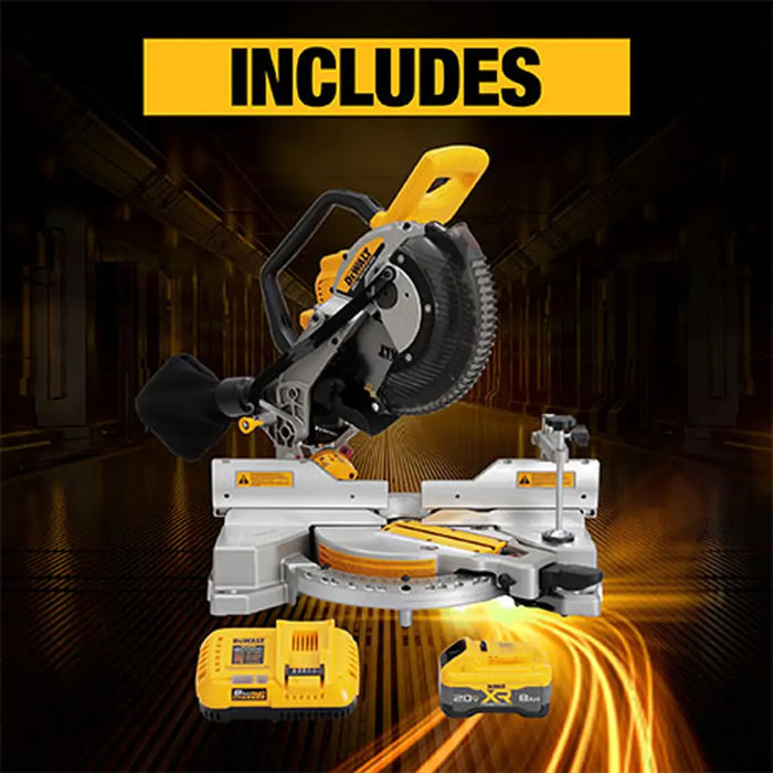 Sierra ingletadora compuesta deslizante de doble bisel DEWALT de 12"