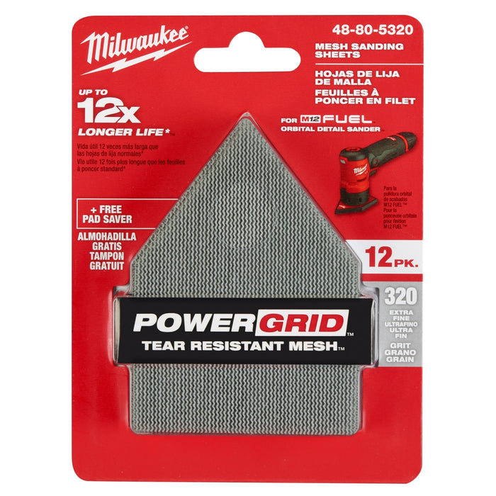 MILWAUKEE Mesh Sanding Sheets For M12 FUEL™ Orbital Detail Sander (12 PACK)