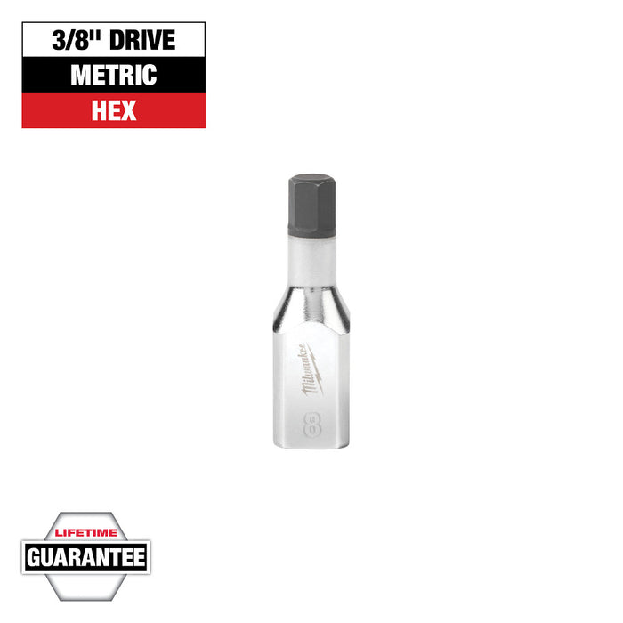 MILWAUKEE 3/8" Drive Hex Bit Sockets - Metric