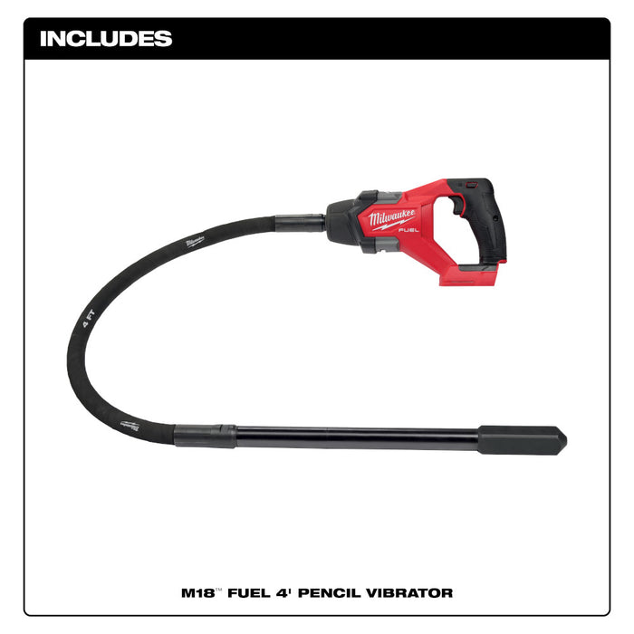Vibrador tipo lápiz para concreto MILWAUKEE M18 FUEL™ de 4' (solo herramienta)