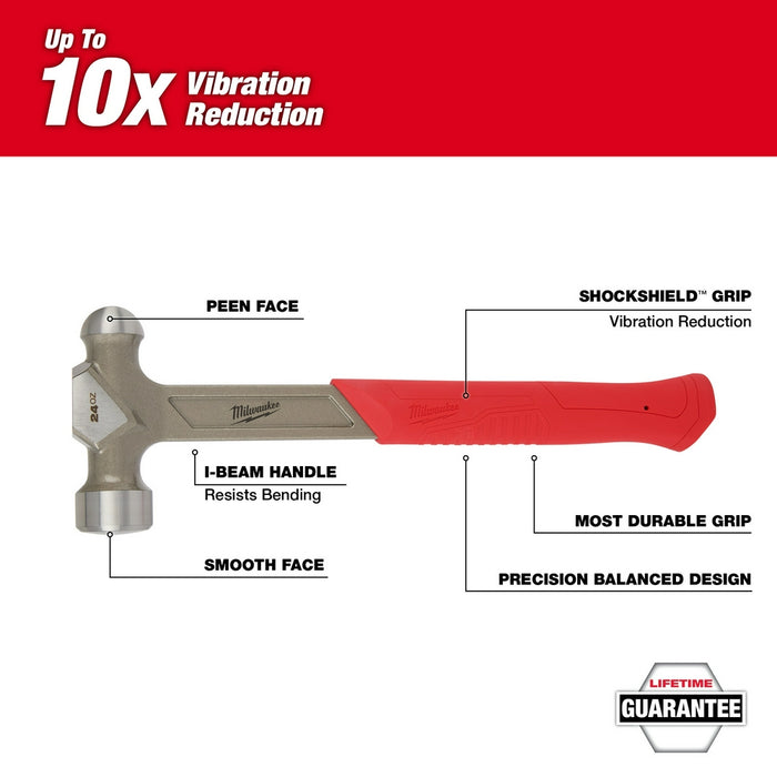 MILWAUKEE 24 oz. Steel Ball Peen Hammer Q4