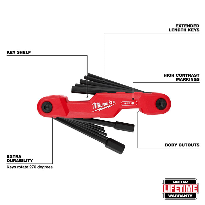 MILWAUKEE 11-Key Electrician's Folding Hex Key Set - SAE