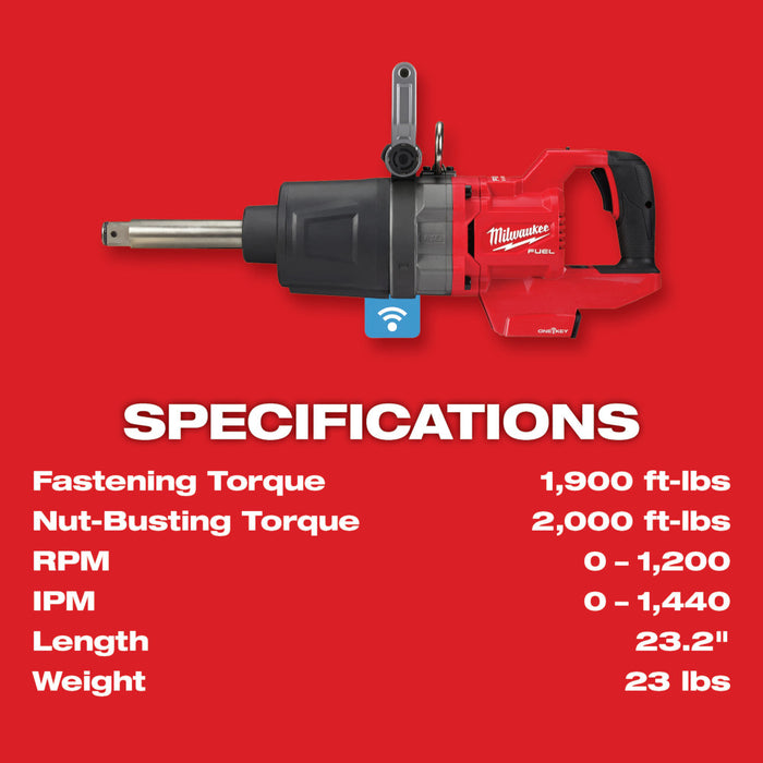 MILWAUKEE M18 FUEL™ 1" D-Handle Ext. Anvil High Torque Impact Wrench w/ ONE-KEY™ (Tool Only)
