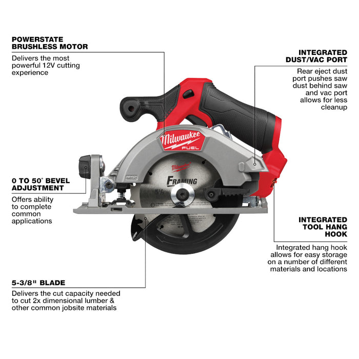Kit de sierra circular MILWAUKEE M12 FUEL™ de 5-3/8”