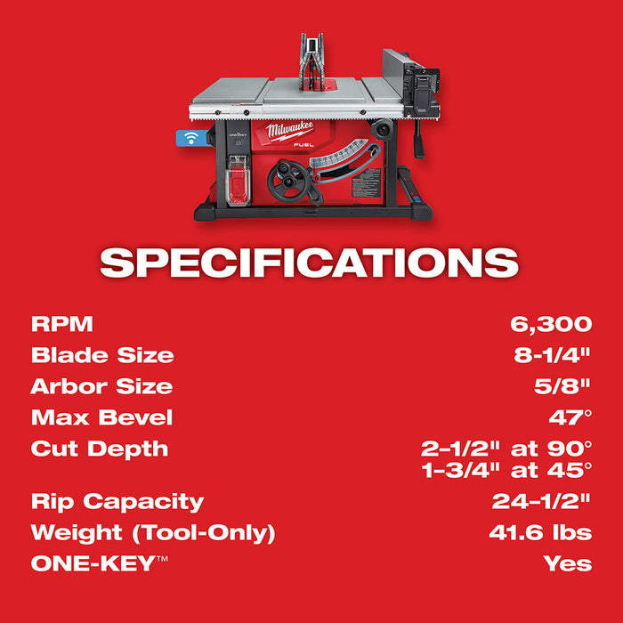 MILWAUKEE M18 FUEL™ 8-1/4" Table Saw w/ ONE-KEY™ Kit