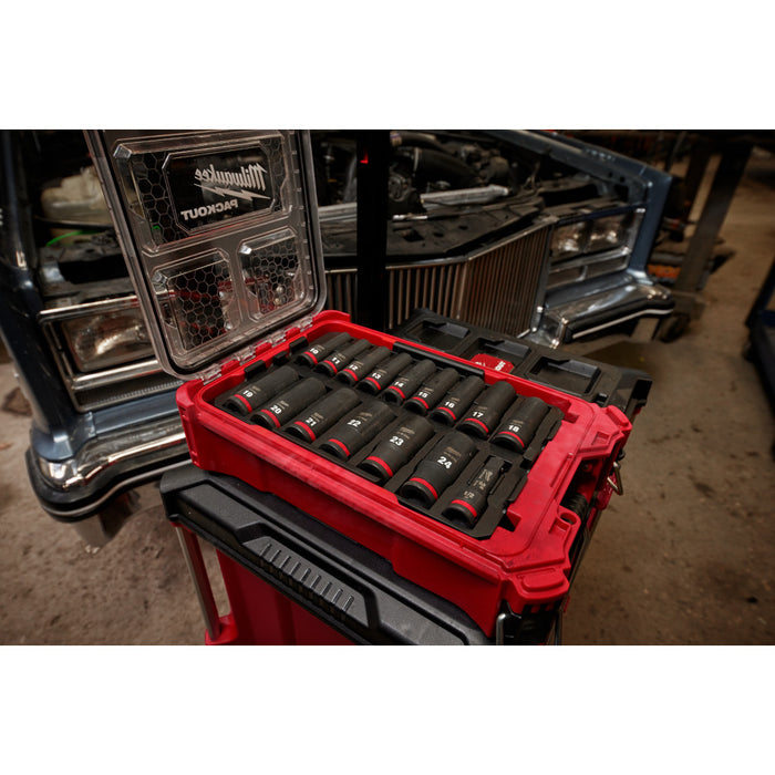 MILWAUKEE SHOCKWAVE Impact Duty Socket 1/2" Dr 16PC MM PACKOUT Set