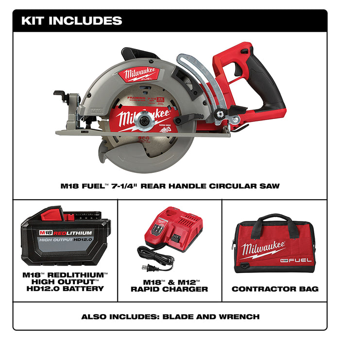 Kit de sierra circular con mango trasero MILWAUKEE M18 FUEL™ de 7-1/4"