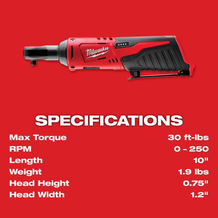 Trinquete MILWAUKEE M12™ de 1/4" (solo herramienta)