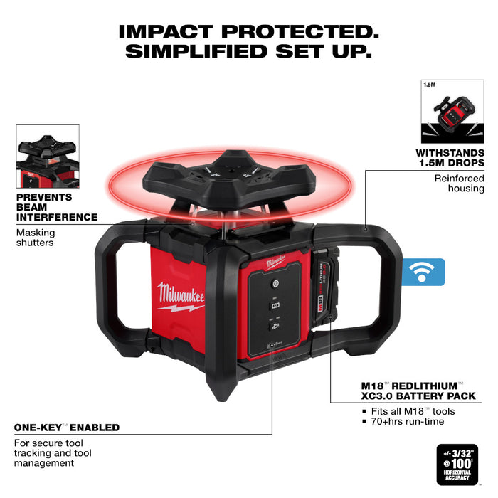 MILWAUKEE M18™ Red Exterior Rotary Laser Level Kit