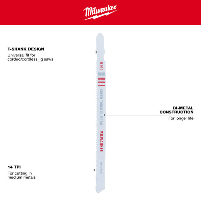 Milwaukee Tools 5-1/4 In 14 TPI Bi-Metal Jig Saw 48-42-5192