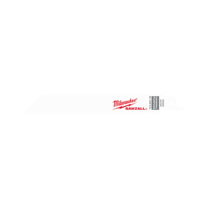 Milwaukee 6" 10 TPI Thin Kerf Metal-Cutting SAWZALL Blade (100 PK) 48-01-7092