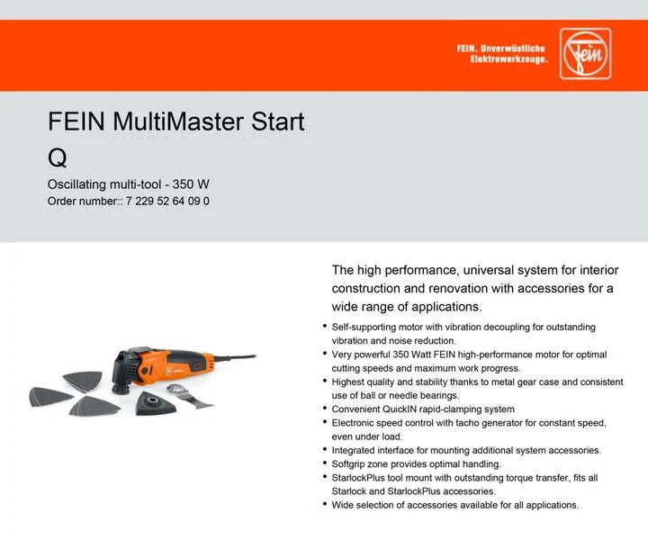 Fein MultiMaster MM 500 Start Q Oscillating Multi-Tool