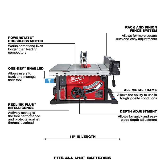 MILWAUKEE M18 FUEL™ 8-1/4" Table Saw w/ ONE-KEY™ Kit