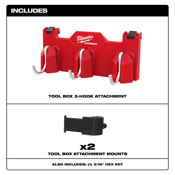 MILWAUKEE PACKOUT™ Tool Box 3-Hook Attachment